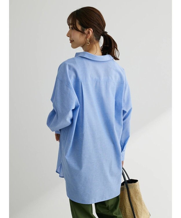 Green Parks 綿麻混オーバーサイズシャツチュニック Sax