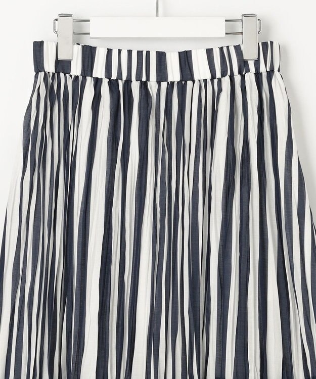 自由区 L 【接触冷感・洗える】ハンドワッシャープリーツストライプ スカート ストライプ