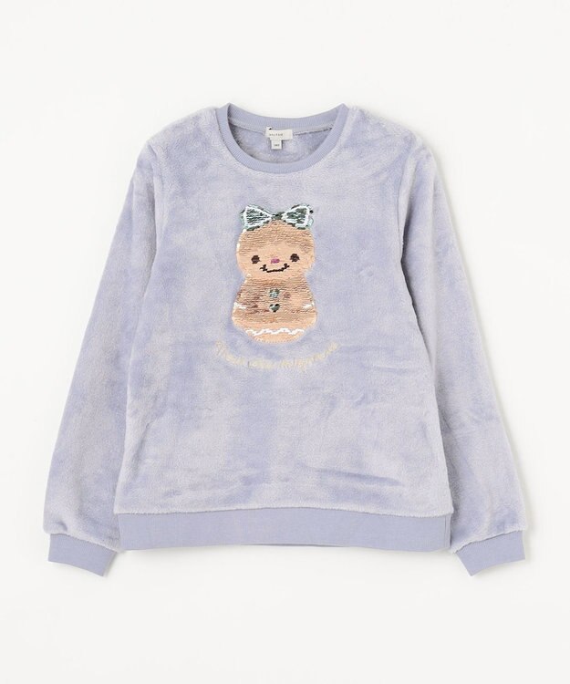 ANY KIDS 両面 フリース スパンコール トレーナー サックスブルー×雪だるま