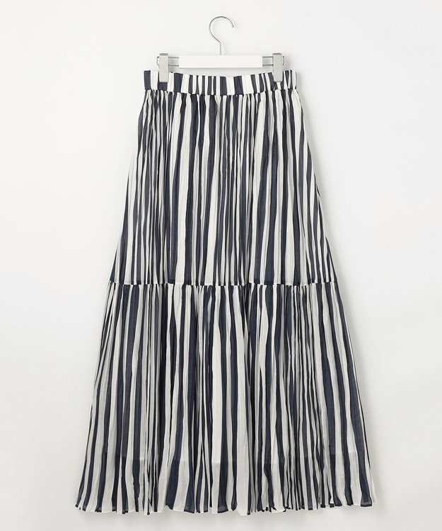 自由区 L 【接触冷感・洗える】ハンドワッシャープリーツストライプ スカート ストライプ