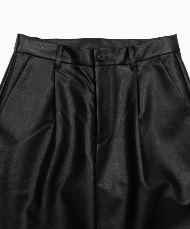 WEGO PUタックワイドトラウザー ブラック