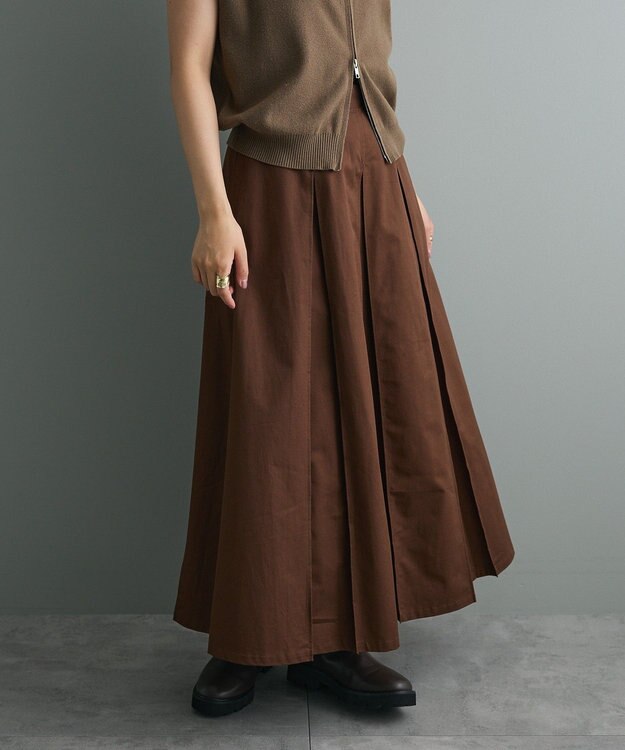 CRAFT STANDARD BOUTIQUE タックツイルプリーツスカート Brown