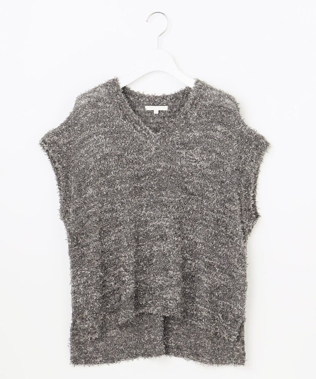 自由区 S ファンシーラメスラリット ニット チャコール