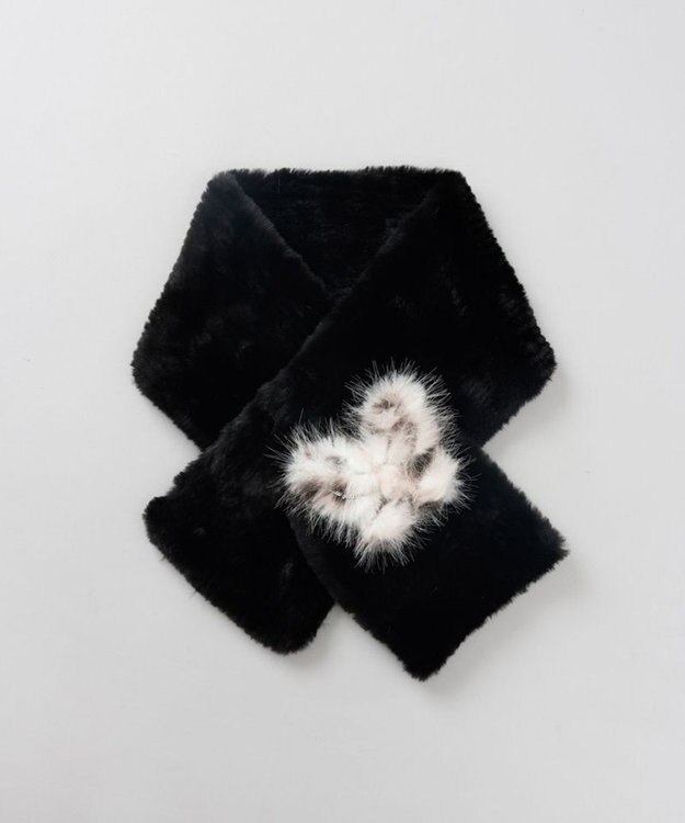 AURORA 【 ANNA SUI（アナ スイ）】バタフライエコファー差込マフラー(WASH) ブラック