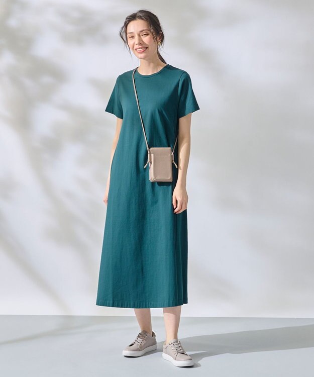 ANY 【洗濯機可】Ａラインフレア ワンピース グリーン