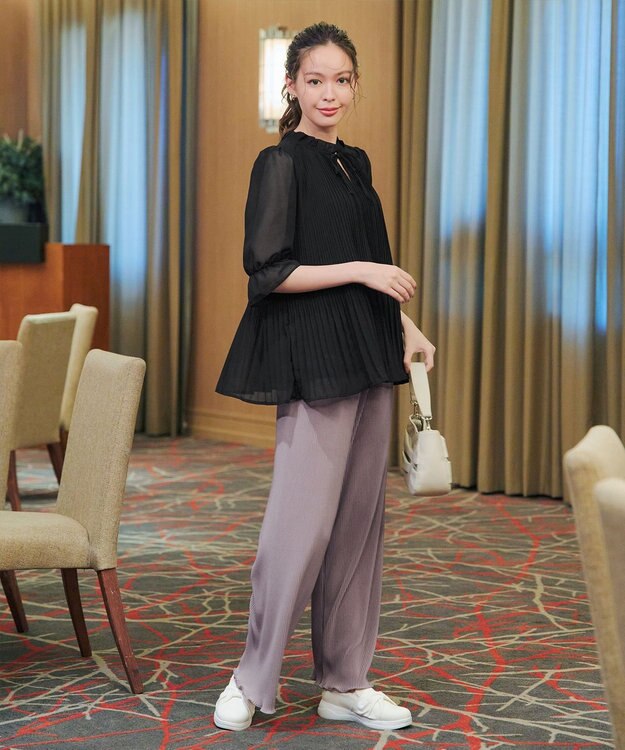 Tiaclasse 【新色追加・洗える】プリーツパンツ 新色 ラベンダー