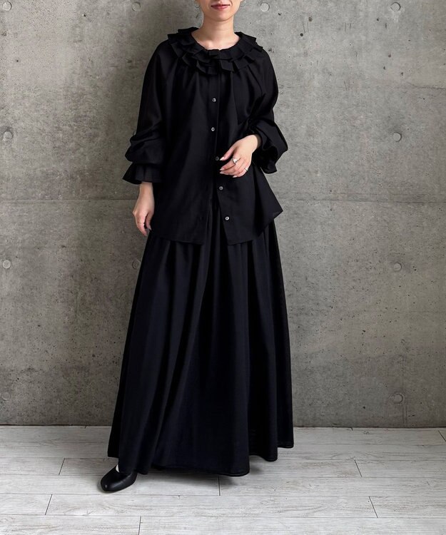 #Newans 【LEE掲載アイテム】【前後着用可能】ビッグカラー２WAYブラウス ブラック