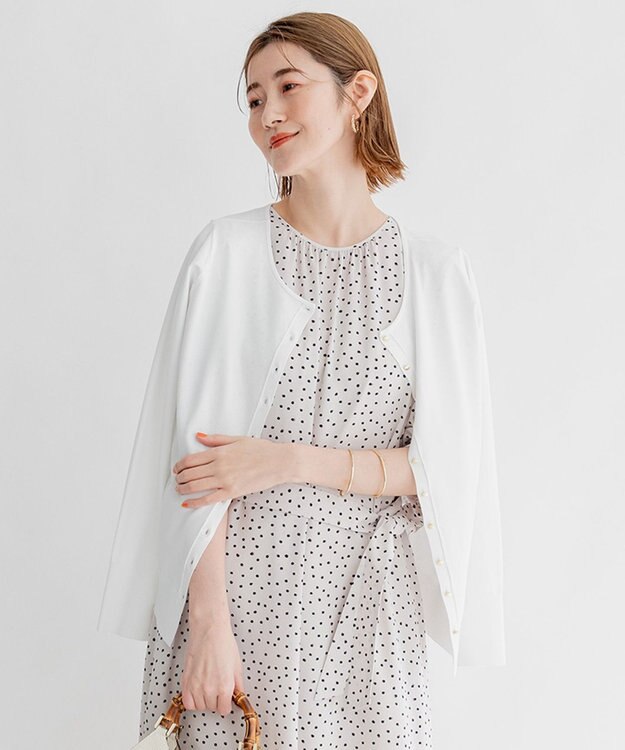 23区 S 【前後着用可能】レーヨンポリエステルストレッチ カーディガン ホワイト系