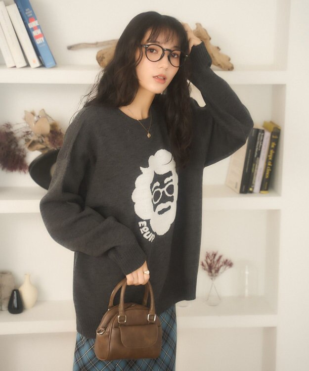 WEGO 【新色追加/ユニセックス着用ITEM/SMLサイズ展開】ジャガードグラフィックプルオーバー（LS） 柄12