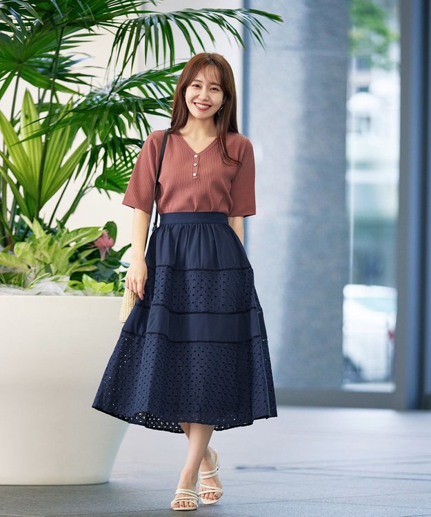 Tiaclasse 【洗える】ボタンニットトップス ピンク