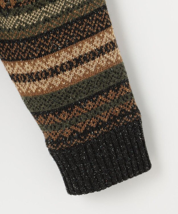 JOSEPH ABBOUD MOUNTAIN 【UNISEX】総裏フルZIPフェアアエル柄 ニットブルゾン オリーブ系7