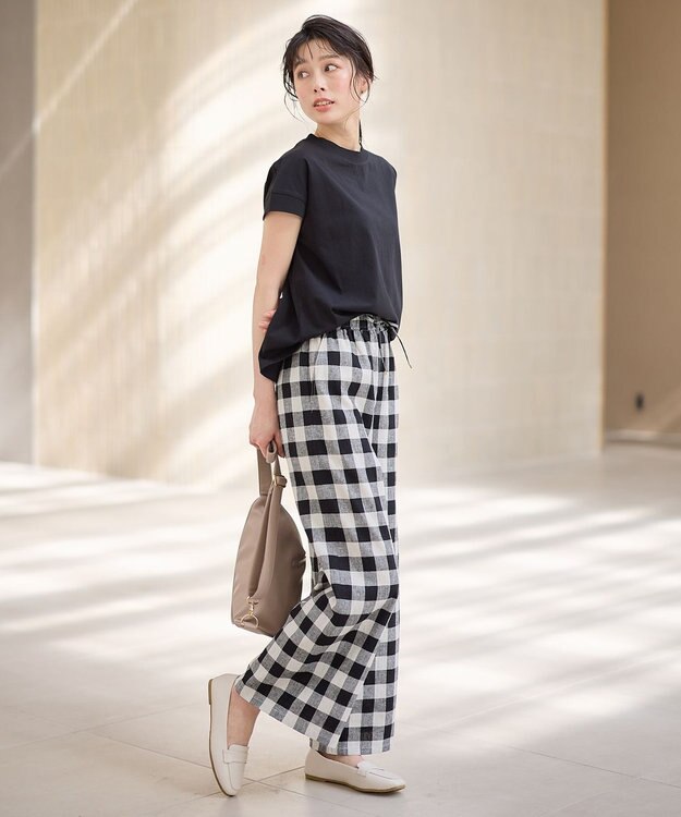 ANY ニットリブフレンチスリーブプルオーバー ブラック