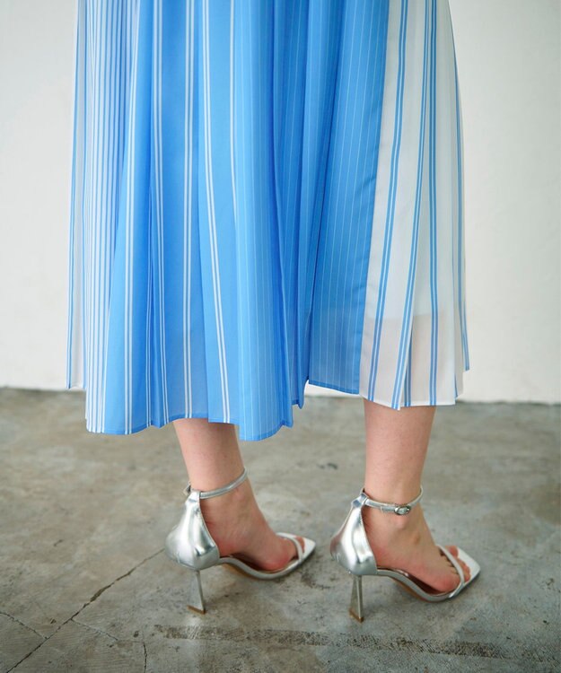 GRACE CONTINENTAL ストライププリントワンピース サックス