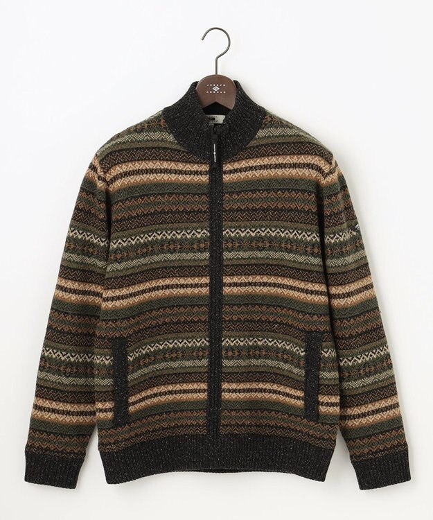JOSEPH ABBOUD MOUNTAIN 【UNISEX】総裏フルZIPフェアアエル柄 ニットブルゾン オリーブ系7