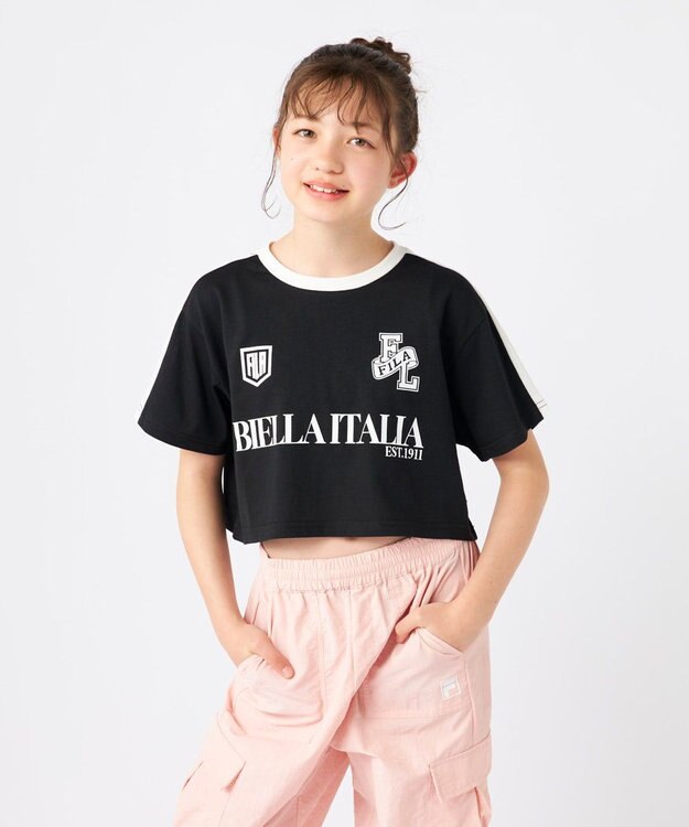 OP／FILA 【FILA】ショート丈半袖Tシャツ ブラック