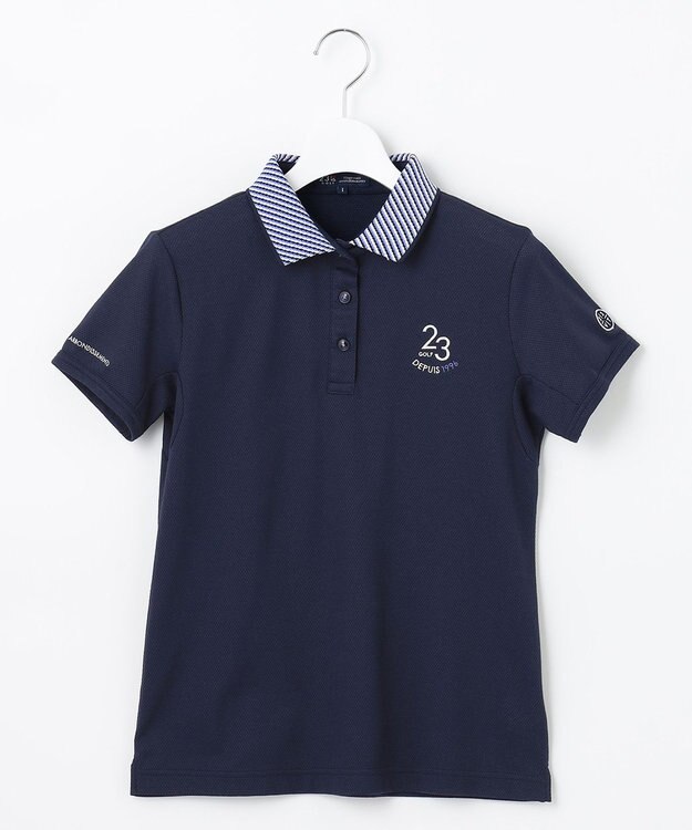 23区GOLF 【WOMEN】ハニカムライト鹿子 半そでポロシャツ ネイビー系
