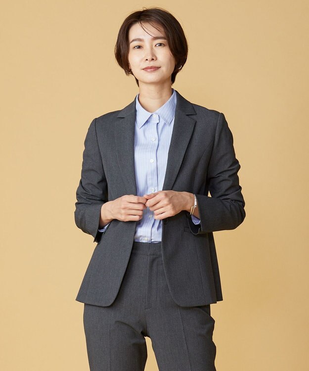 J.PRESS LADIES 【洗える】アルガンシルク テーラード ジャケット グレー系