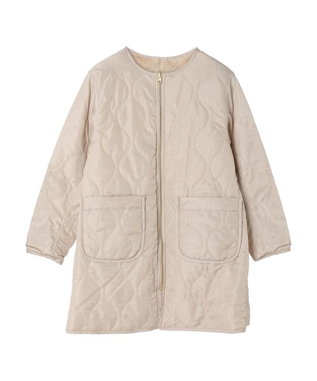 earth music&ecology ファー＆キルティングリバーシブルコート Beige