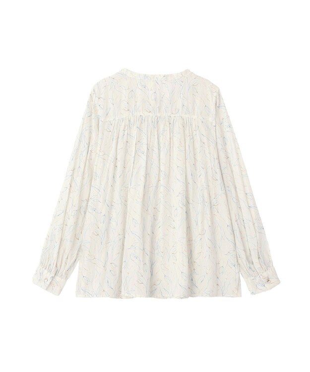 YECCA VECCA ラインフラワー柄ギャザーブラウス Ivory