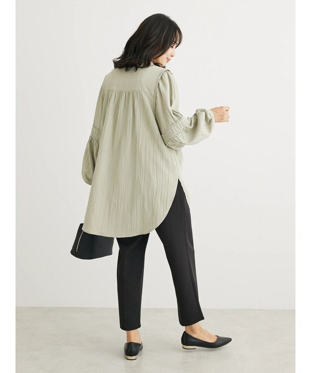 Green Parks 表面変化比翼シャツチュニック Smoky Green