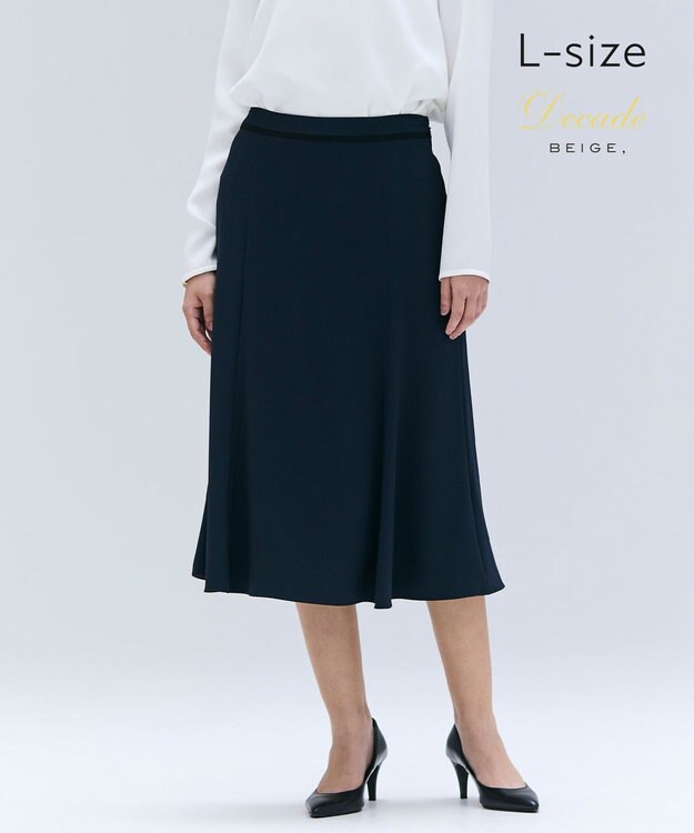 BEIGE， 【洗える・L-size】CINDY / フレアスカート Navy x Black