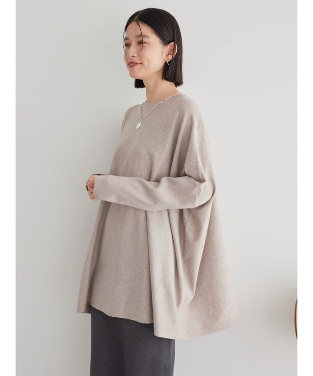 AMERICAN HOLIC バイパチポンチョライクＢＩＧニットチュニック Gray Beige