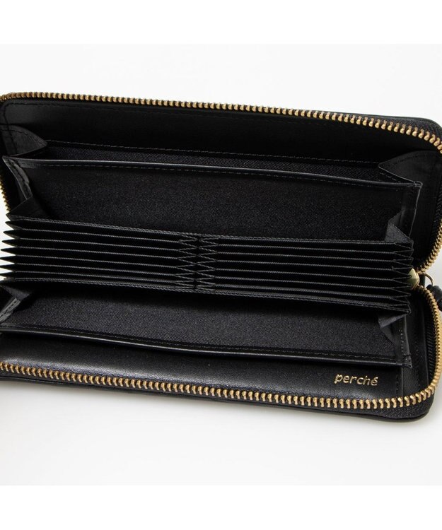 UNBILLION ペルケ perche / レザーメッシュ・ジャバラカード長財布 ブラック
