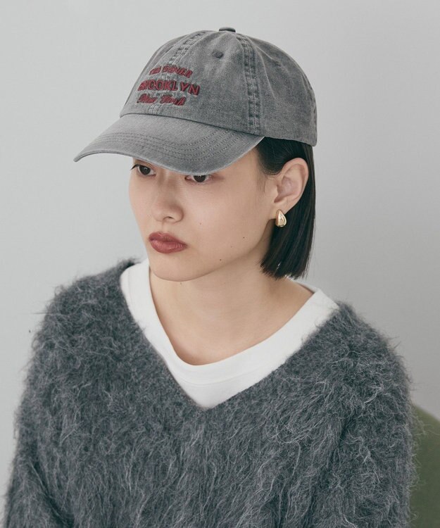 AMERICAN HOLIC 刺繍ロゴピグメントキャップ Charcoal Gray