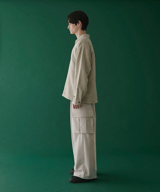 WEGO フェイクスウェードハーフZIPシャツ（LS） ライトベージュ