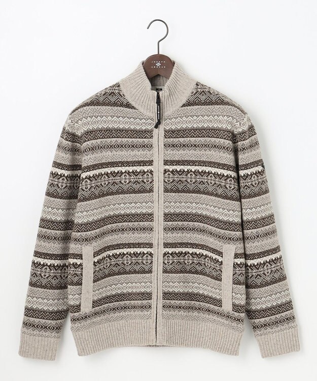 JOSEPH ABBOUD MOUNTAIN 【UNISEX】総裏フルZIPフェアアエル柄 ニットブルゾン ベージュ系7