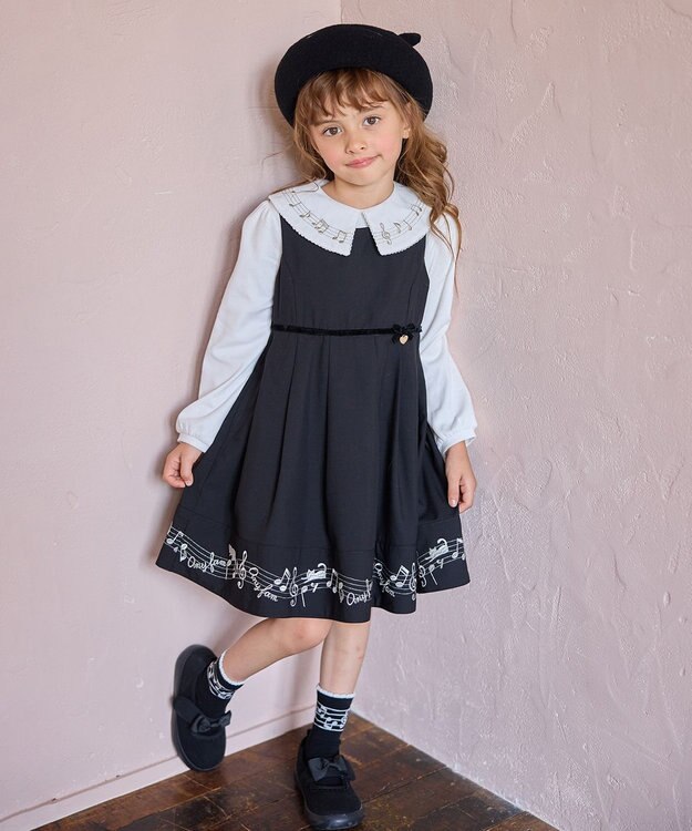 ANY KIDS 音符＆鍵盤デザインブラウス エクリュ×音符