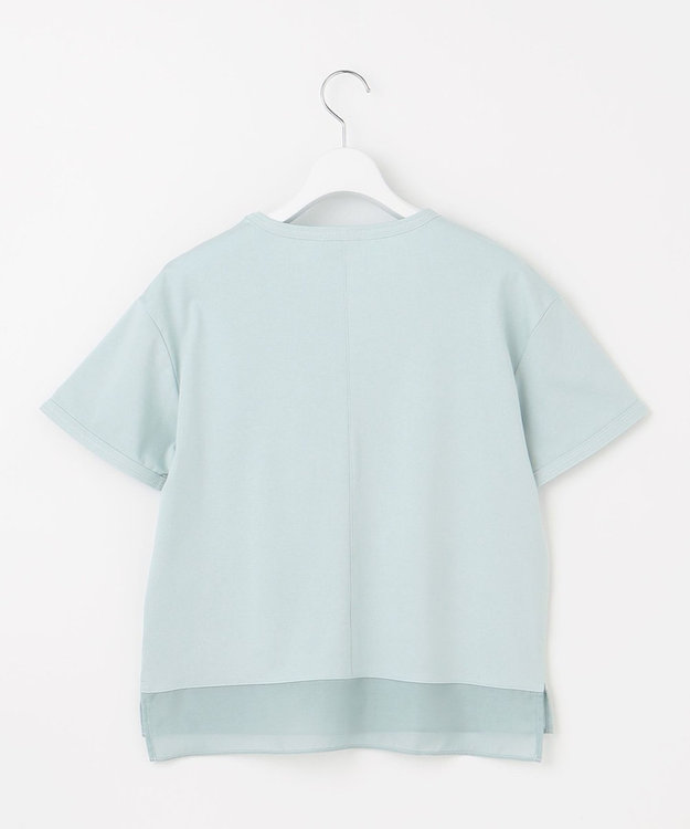 J.PRESS LADIES 【WEB限定カラーあり・洗える】コットンスムース シアーデザイン カットソー アクアグリーン系