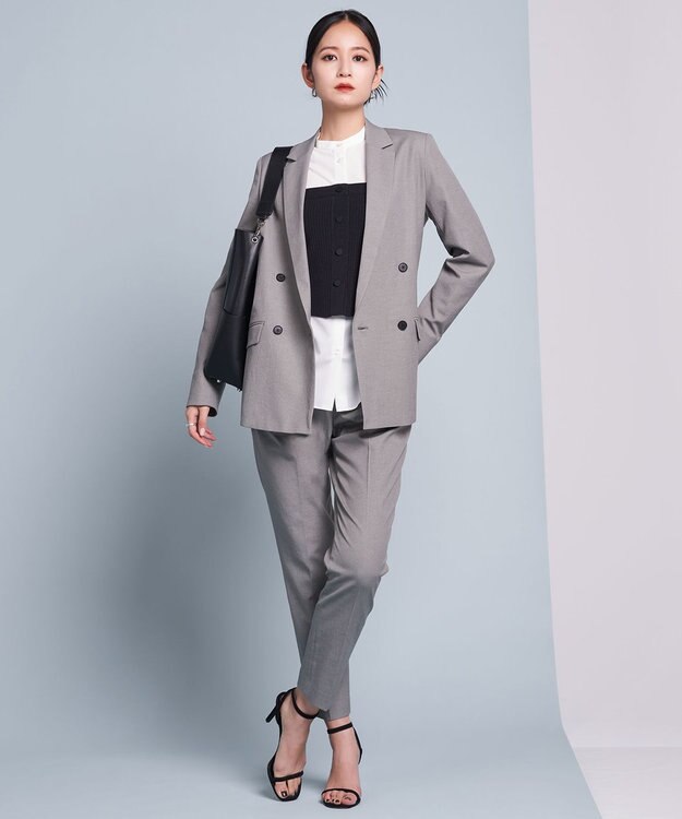 ICB L 【洗える】クリーンブロード バンドカラーブラウス オフホワイト系