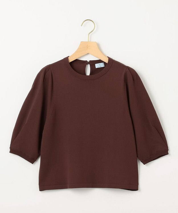 組曲 クルミボタン5分袖ニット ブラウン系