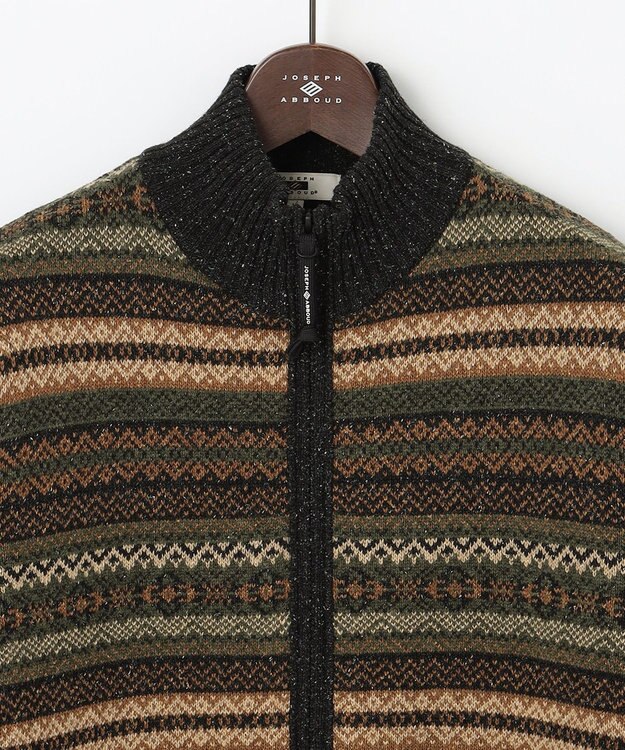 JOSEPH ABBOUD MOUNTAIN 【UNISEX】総裏フルZIPフェアアエル柄 ニットブルゾン オリーブ系7