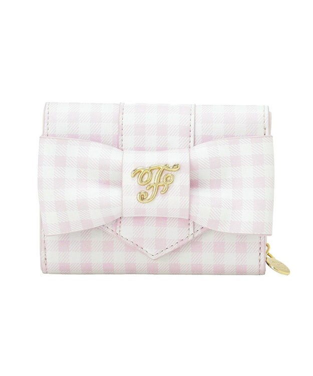 Maison de FLEUR ギンガムチェックＦリボンウォレット Pink