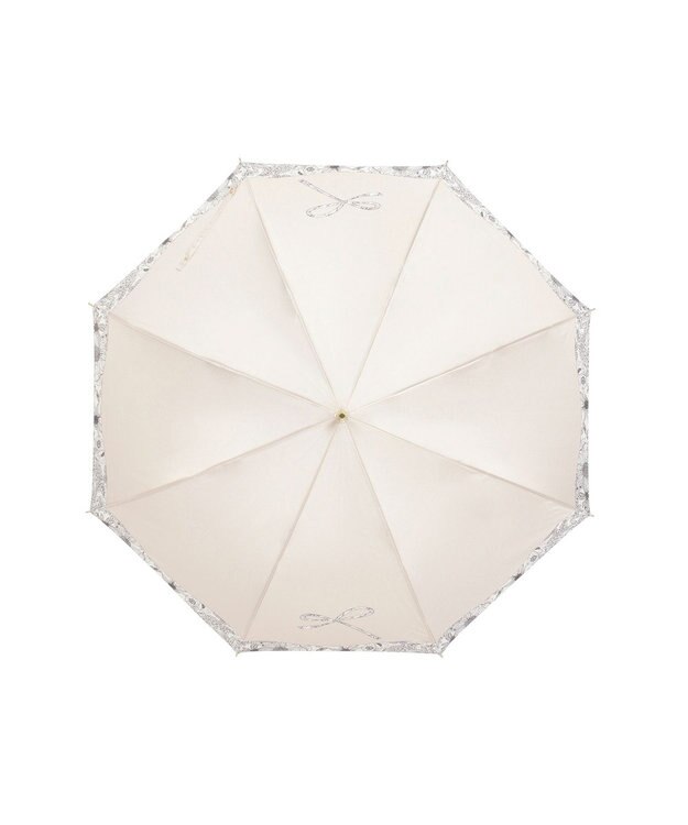 MOONBAT 【耐風傘/ジャンプ傘】ランバン オン ブルー (LANVIN en Bleu) リボン 花柄 長傘 サテンプリント ベージュ