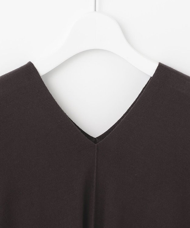 自由区 【洗える/セットアイテム】マルチWAYコンビ ニットポンチョ×プルオーバー ブラウン系ボーダー