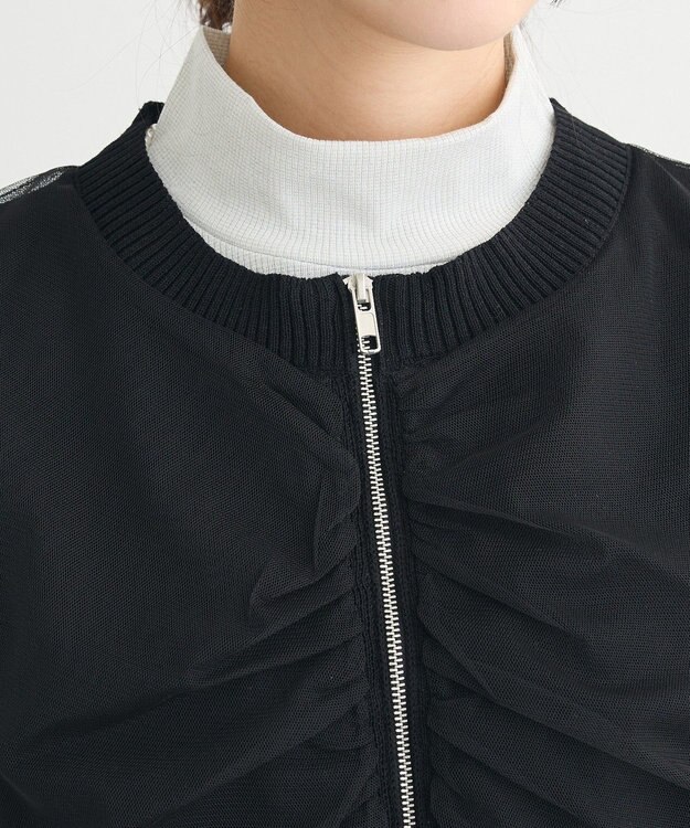 Green Parks チュールドッキングニットｚｉｐベスト Black