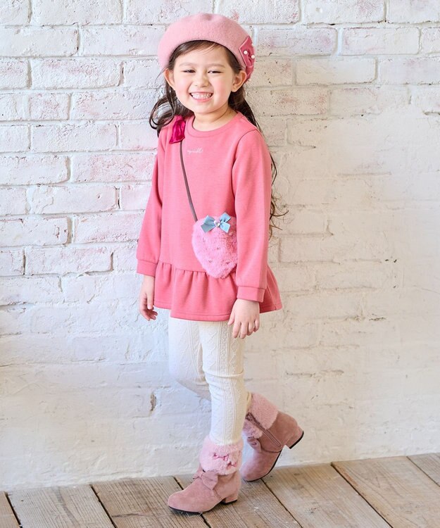 ANY KIDS 裏シャギーポシェットトレーナー ピンク×イチゴ