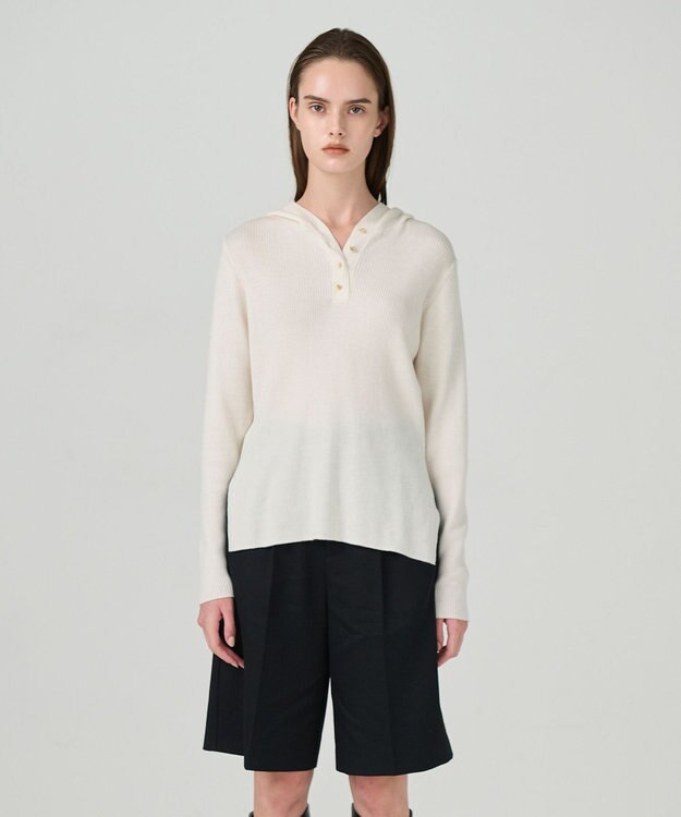 GRACE CONTINENTAL メリノウールリブフーディー ホワイト