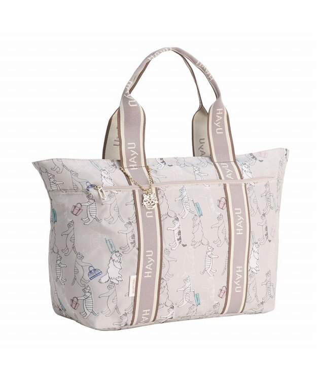 ACE BAGS & LUGGAGE HAyU × ace.  フォールディング 折り畳みトートバッグ 猫柄 30L 17862 ベージュ柄