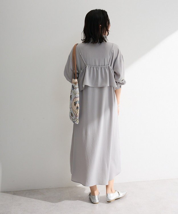 Green Parks ＳＥＴ２点フリルビスチェ＋シャツワンピース Gray