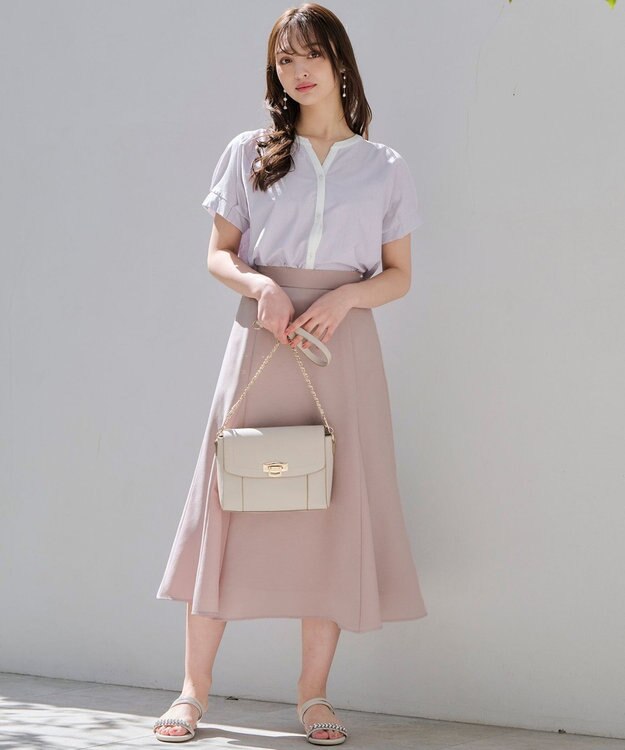 ANY SIS 【速乾・接触冷感】スムージーポリエステル フレアスカート ピンク