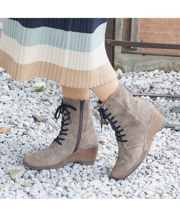 MODE ET JACOMO <D'ICI>ウェッジソールレースアップブーツ オークスエード