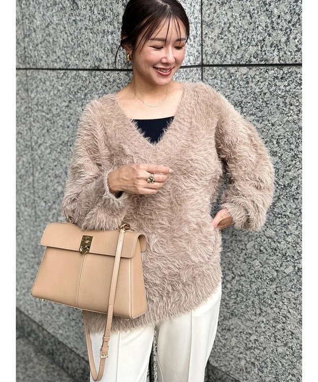 Green Parks フェザーＶネックニットプルオーバー Beige
