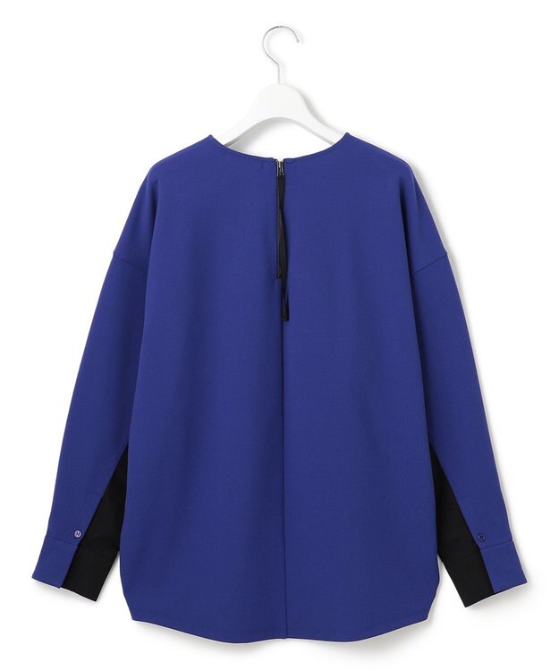 ICB 【洗える】ジョーゼットジャージー 異素材コンビプルオーバー ロイヤルブルー系