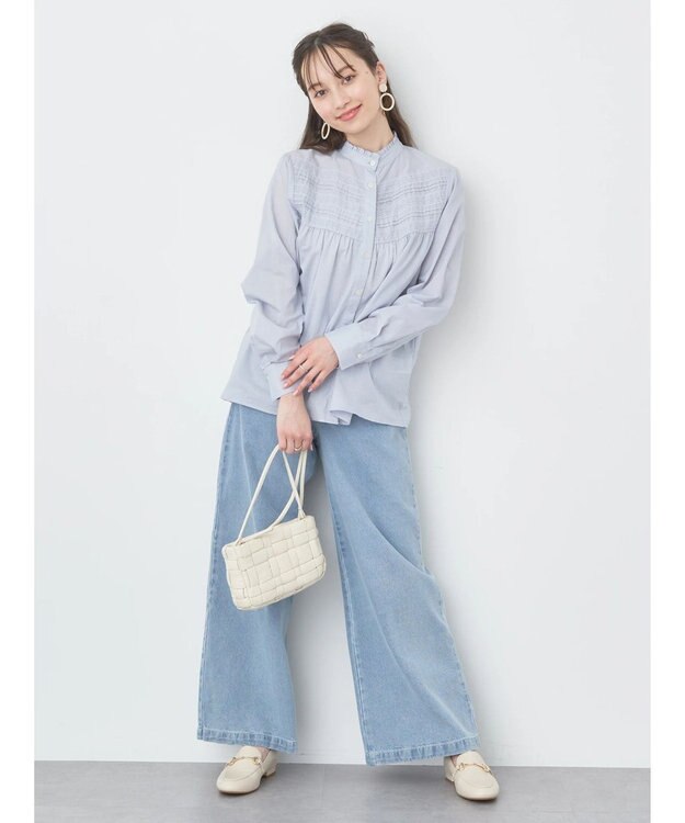 earth music&ecology ピンタックレースブラウス Sax