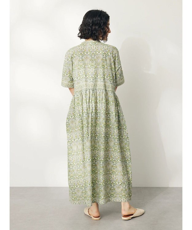 CRAFT STANDARD BOUTIQUE インド綿アラベスク柄ワンピース Green
