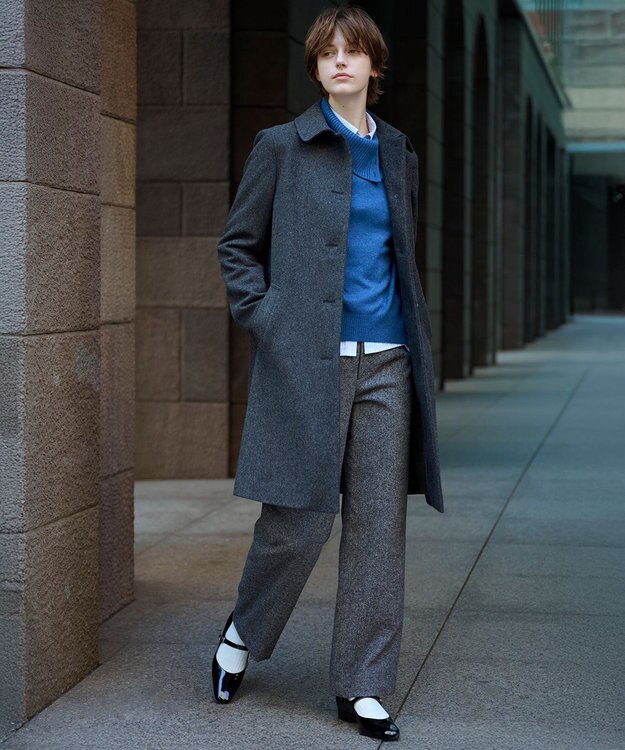 J.PRESS LADIES CASHMERE BLEND 襟付き ニット ブルー系